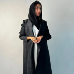 Black Textured Open Abaya