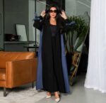 Black Abaya with Denim Panel