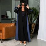Black Abaya with Denim Panel