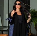 Black Abaya with Denim Panel - Image 2